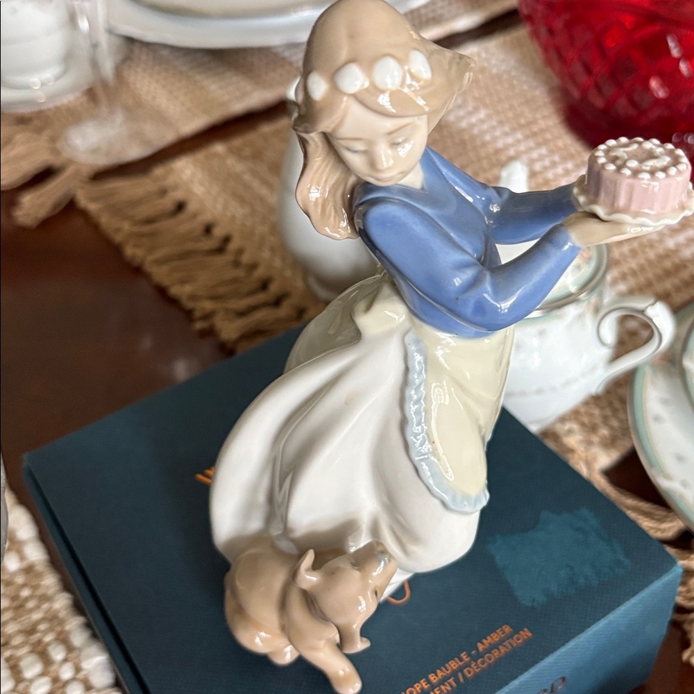 Lladro Figurine with Blue and Cream Dress